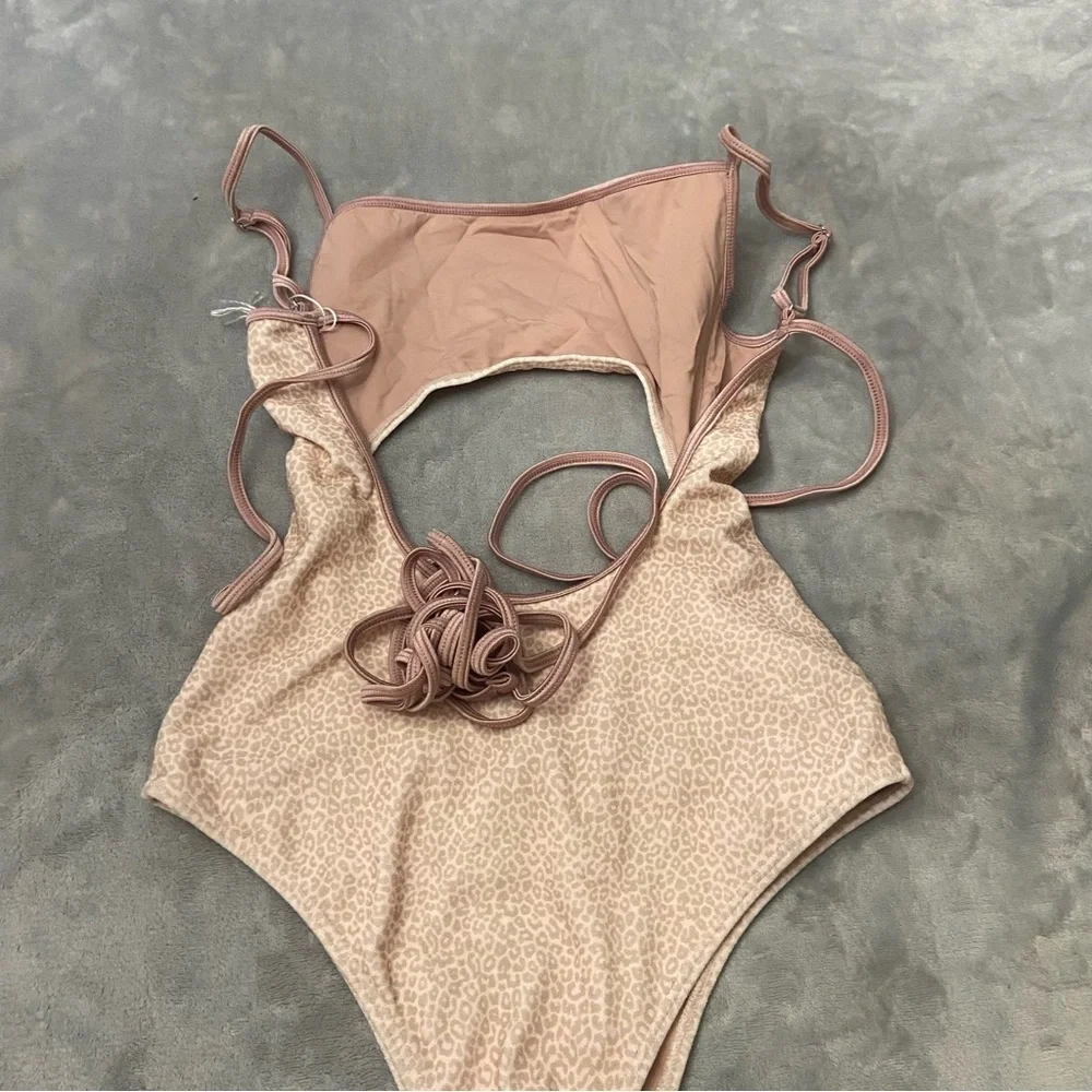 New! Frankie’s bikinis Alice Terry Wrap One Piece leopard Swimsuit 10741